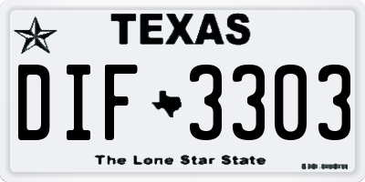 TX license plate DIF3303