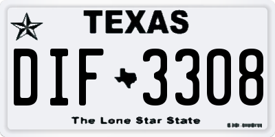 TX license plate DIF3308
