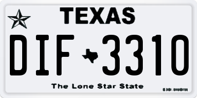 TX license plate DIF3310