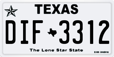TX license plate DIF3312
