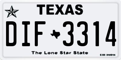 TX license plate DIF3314
