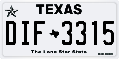 TX license plate DIF3315