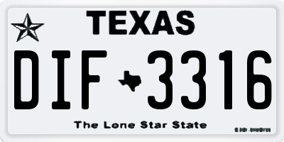 TX license plate DIF3316