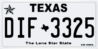 TX license plate DIF3325