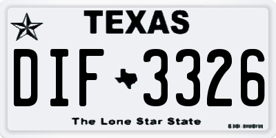 TX license plate DIF3326