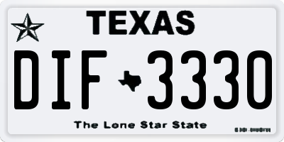 TX license plate DIF3330