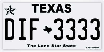 TX license plate DIF3333