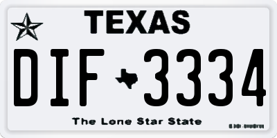 TX license plate DIF3334