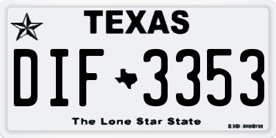 TX license plate DIF3353