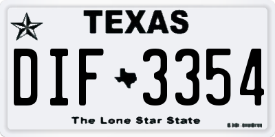 TX license plate DIF3354