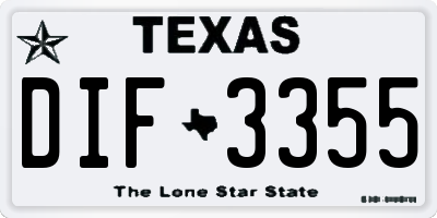 TX license plate DIF3355