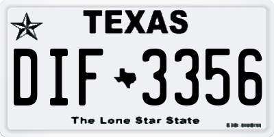 TX license plate DIF3356