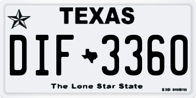 TX license plate DIF3360