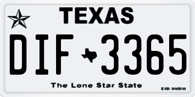TX license plate DIF3365
