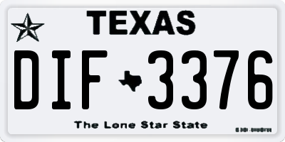 TX license plate DIF3376