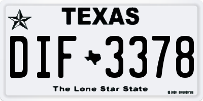 TX license plate DIF3378