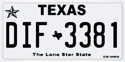 TX license plate DIF3381