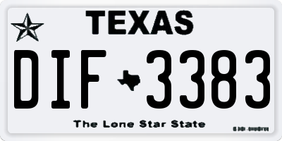TX license plate DIF3383