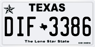 TX license plate DIF3386