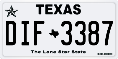 TX license plate DIF3387