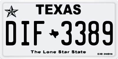 TX license plate DIF3389