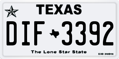 TX license plate DIF3392