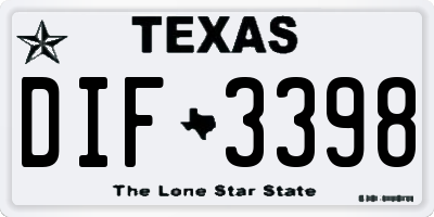 TX license plate DIF3398