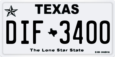 TX license plate DIF3400
