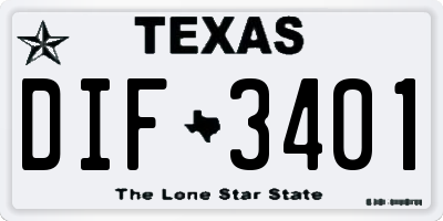 TX license plate DIF3401