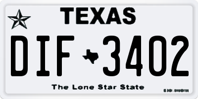 TX license plate DIF3402