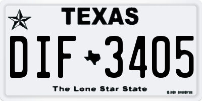 TX license plate DIF3405