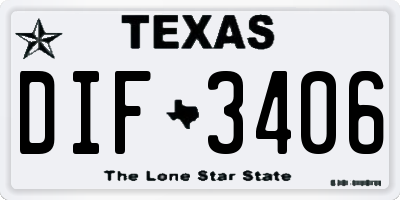 TX license plate DIF3406