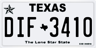 TX license plate DIF3410