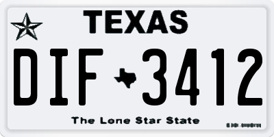TX license plate DIF3412