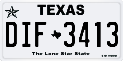TX license plate DIF3413