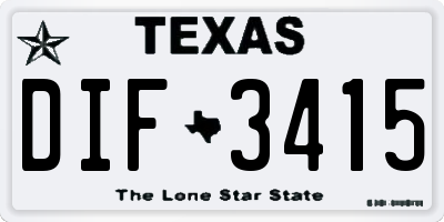 TX license plate DIF3415