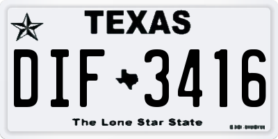 TX license plate DIF3416