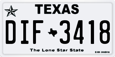 TX license plate DIF3418
