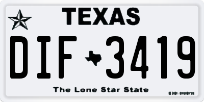 TX license plate DIF3419