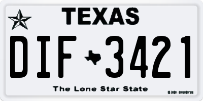 TX license plate DIF3421