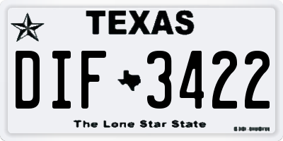 TX license plate DIF3422