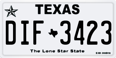 TX license plate DIF3423