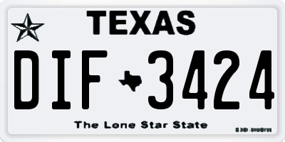 TX license plate DIF3424