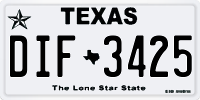 TX license plate DIF3425