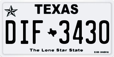 TX license plate DIF3430