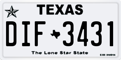 TX license plate DIF3431