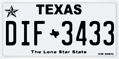 TX license plate DIF3433