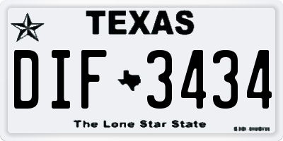 TX license plate DIF3434