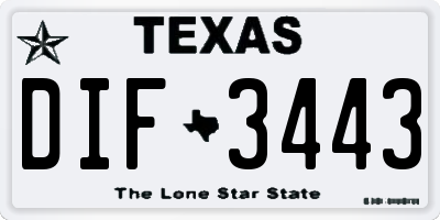 TX license plate DIF3443