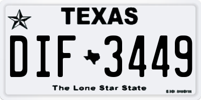 TX license plate DIF3449